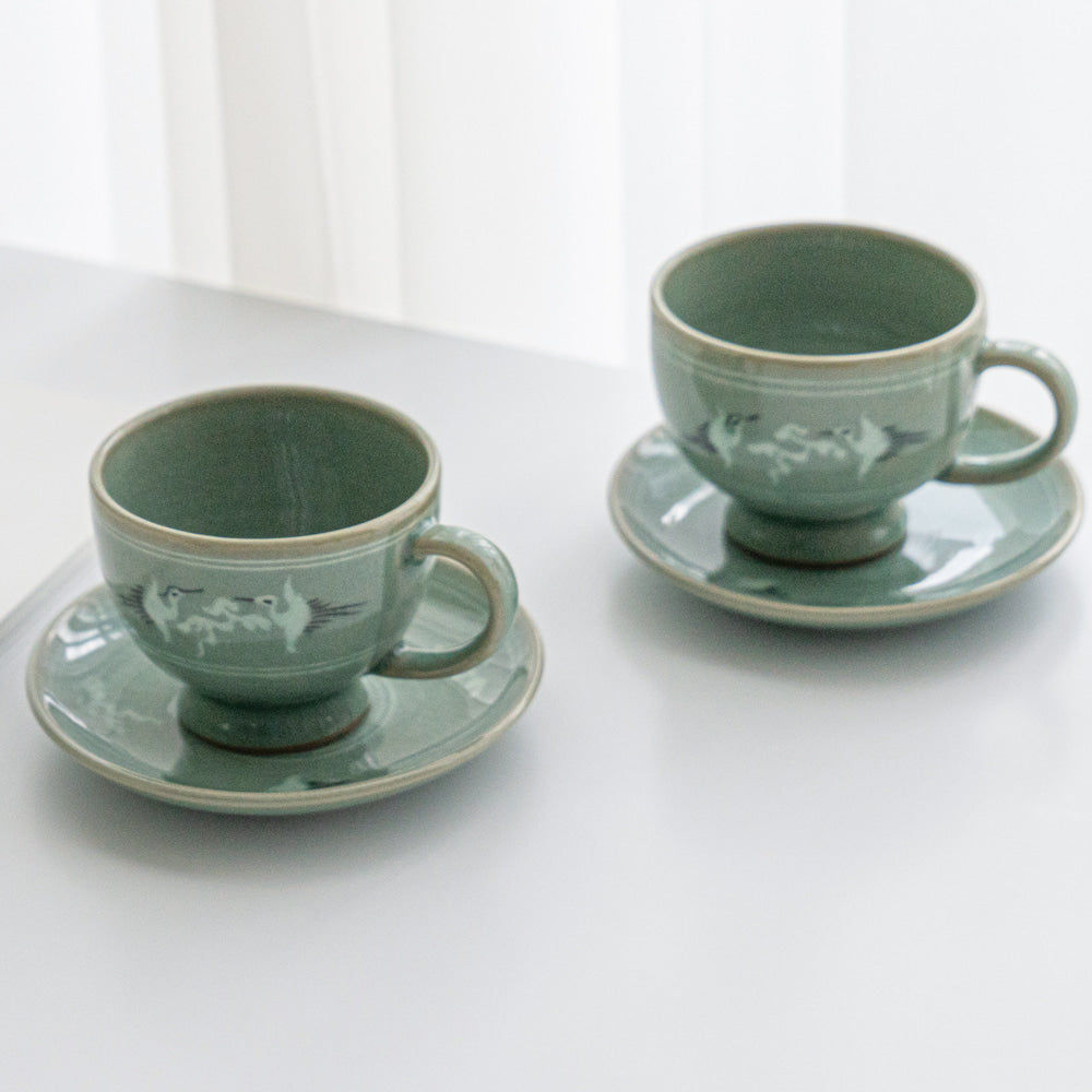 Celadon Cup - Cloud & Crane - view 4