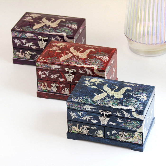 Najeon Mother-of-Pearl Jewelry Box - Crane & Pine, 1 - Tier - view 3