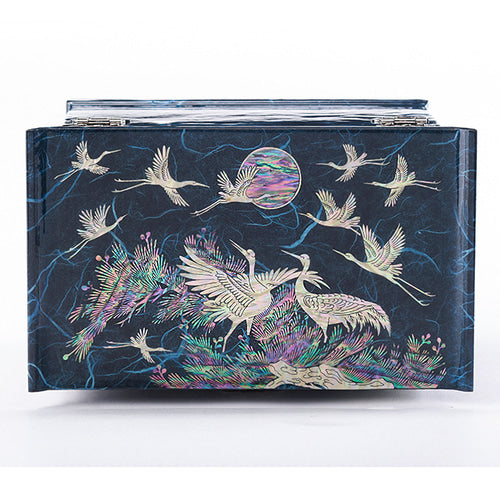 Najeon Mother-of-Pearl Jewelry Box - Crane & Pine, Blue, 5 - Tier - view 6