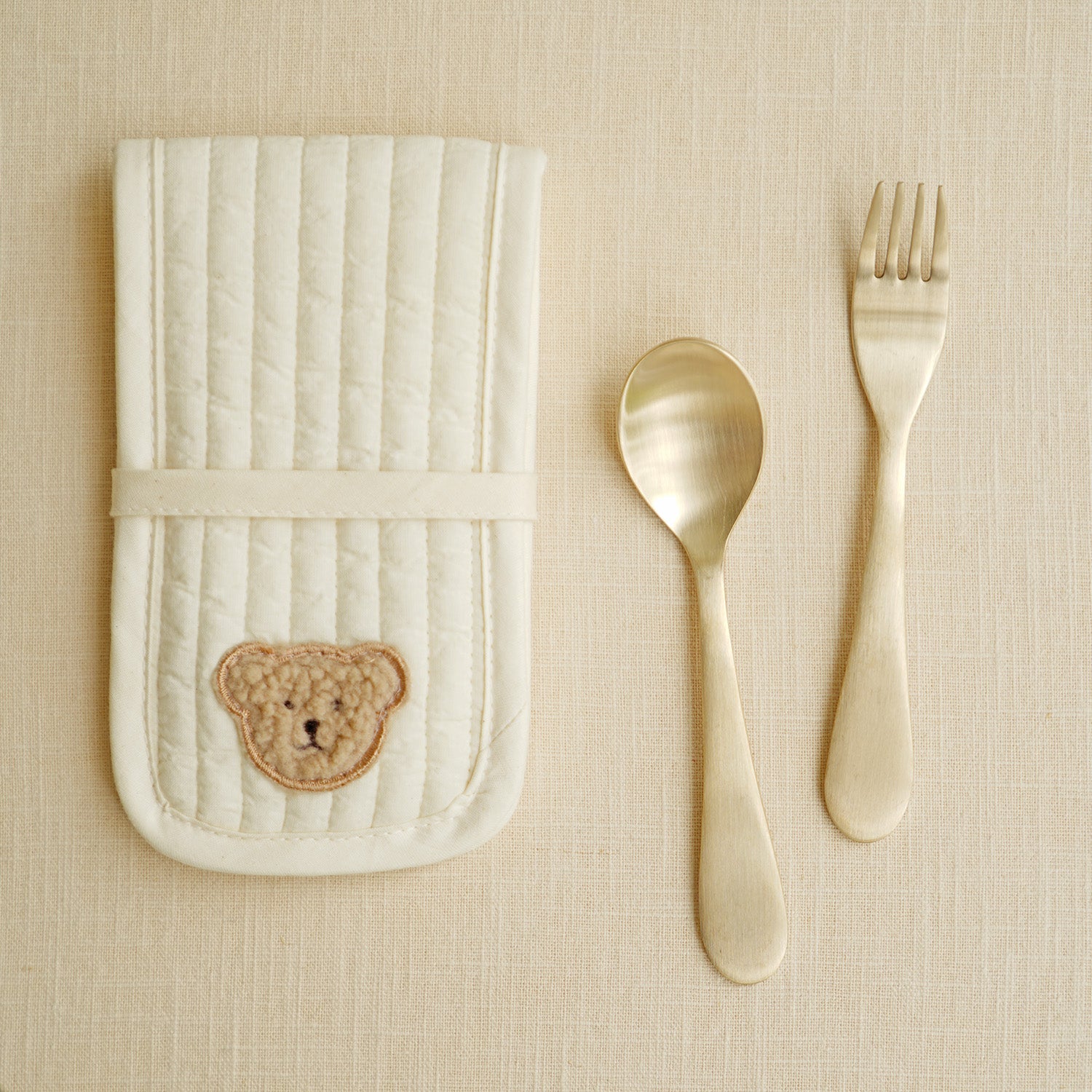 Bangjja Brass Mini Baby Spoon & Fork Set (with Case)