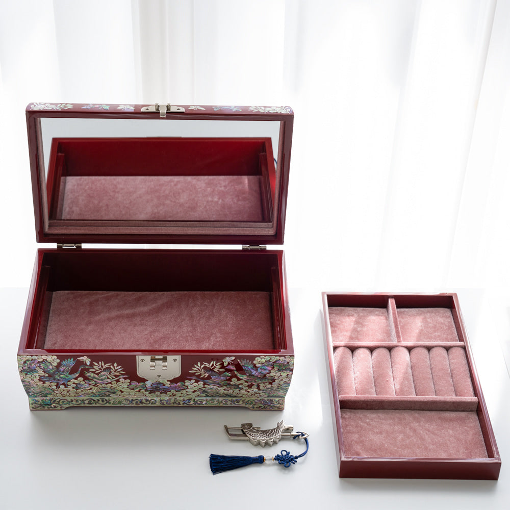 Najeon Mother-of-Pearl Jewelry Box - Crane & Pine, Black (III) - view 5