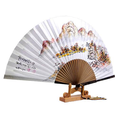 Korean Folding Fan - Landscape, Jade (III) - view 4