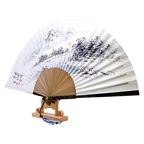 Korean Folding Fan - Landscape, Jade (IV) - view 4