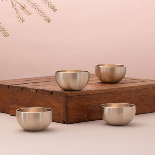 Bangjja Brass Soju Cup - Classic Brass (Set of 4)