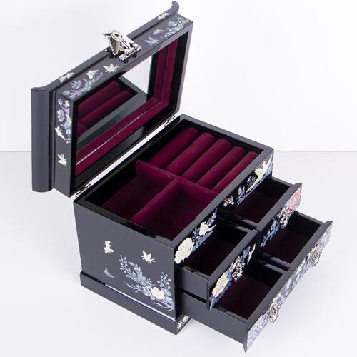 Najeon Mother-of-Pearl Jewelry Box - Black, 5 - Tier - view 7