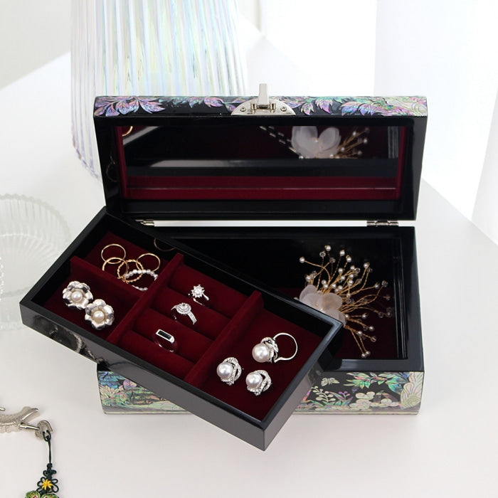 Najeon Mother-of-Pearl Jewelry Box - Peony, Gold - view 3