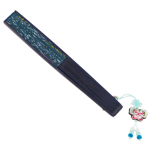 Korean Silk Folding Fan - Blue - view 6