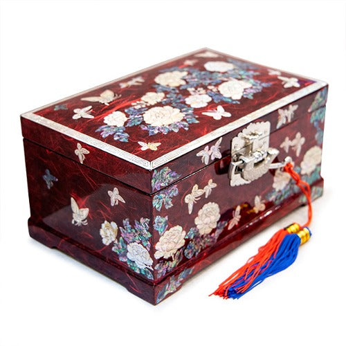 Najeon Mother-of-Pearl Jewelry Box - Peony, Red, 2 - Tier (by Oh Myung - ho) - view 2