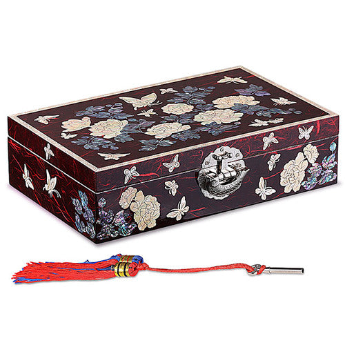 Najeon Mother-of-Pearl Jewelry Box - Peony, Red, 1 - Tier (by Oh Myung - ho) - view 5