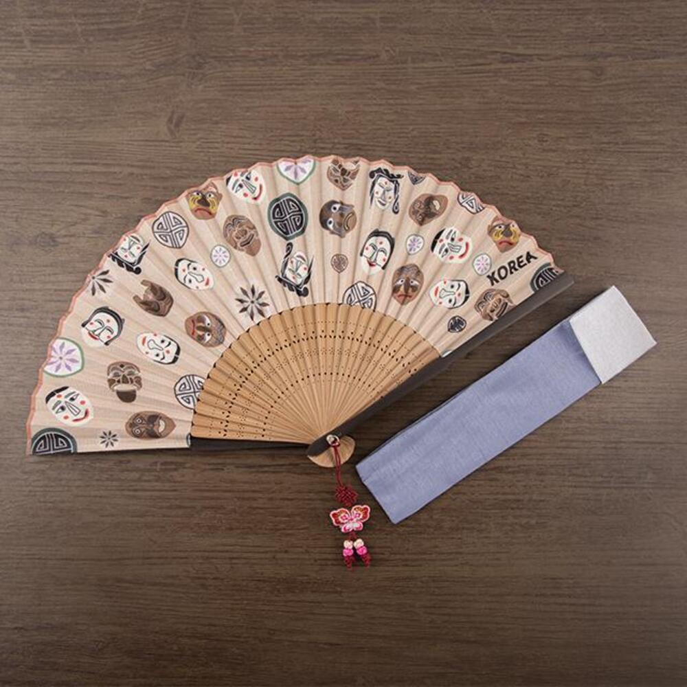 Korean Silk Folding Fan - Beige (II) - view 4
