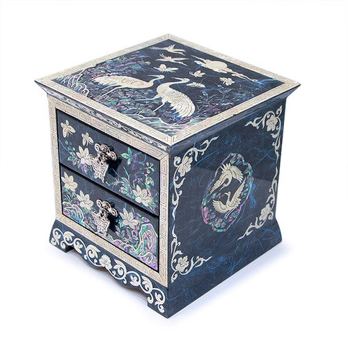 Korean Jewelry Box - Crane & Pine, Blue (by Oh Myung - ho) - view 4