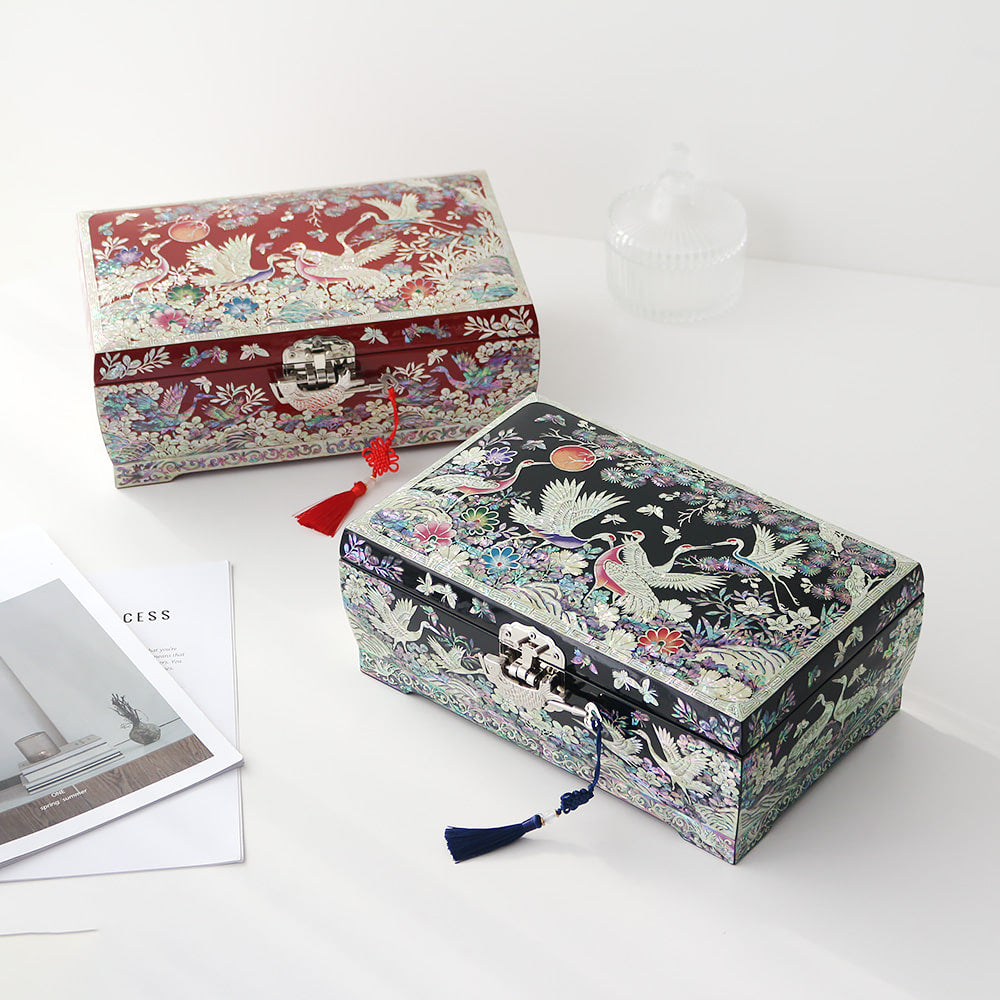 Najeon Mother-of-Pearl Jewelry Box - Crane & Pine, 2 - Tier