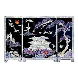 Najeon Mother-of-Pearl Folding Screen - Crane & Pine, 3 - Panel (II) - view 2