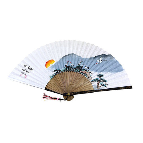 Korean Folding Fan - Crane & Pine - view 6