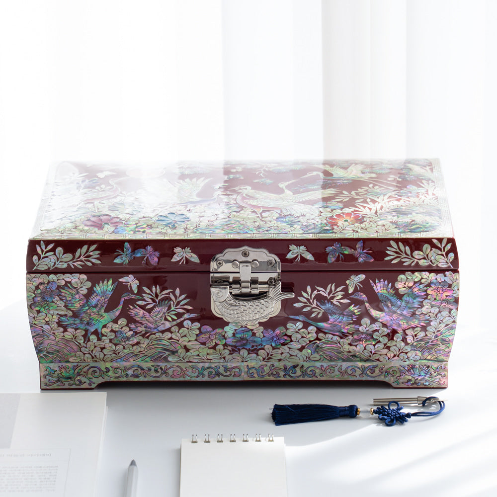 Najeon Mother-of-Pearl Jewelry Box - Crane & Pine, Black (III) - view 4