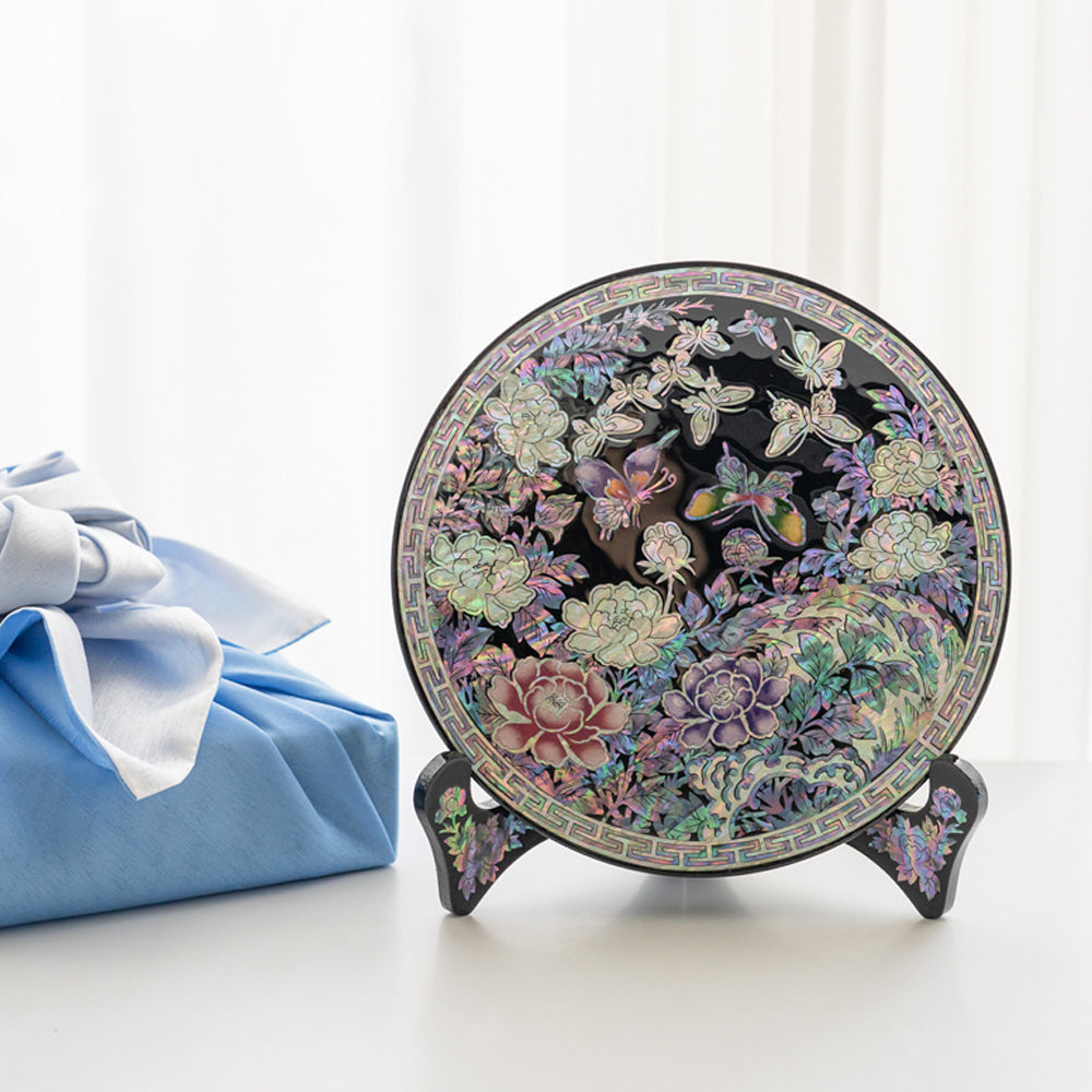 Najeon Mother-of-Pearl Tray - Peony, Black - view 4