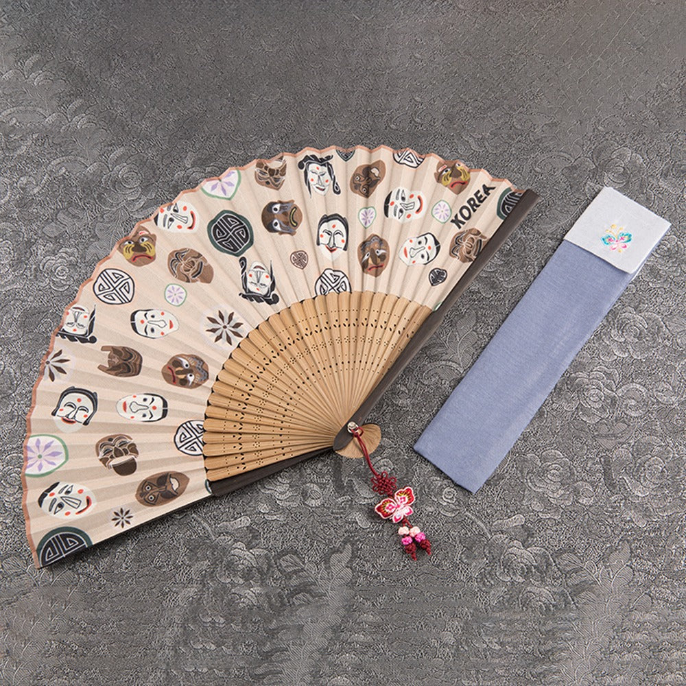 Korean Silk Folding Fan - Beige (IV) - view 3