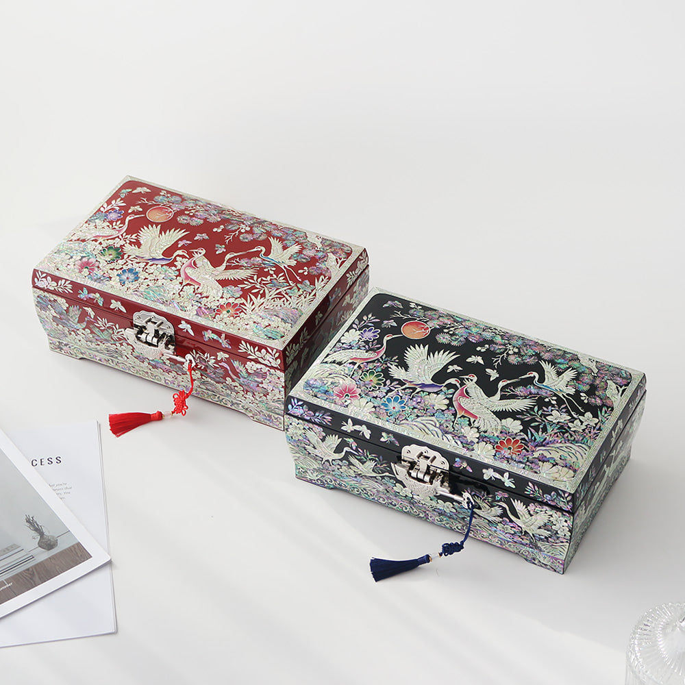 Najeon Mother-of-Pearl Jewelry Box - Crane & Pine, 2 - Tier - view 8