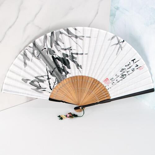 Korean Folding Fan - Bamboo, Silver - view 7