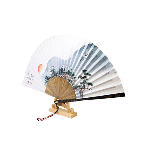 Korean Folding Fan - Crane & Pine - view 5