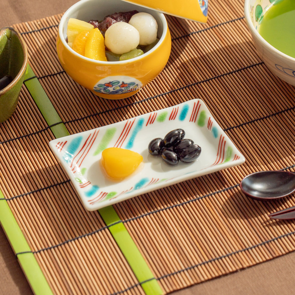 Musubi Kiln Auspicious Pattern Rectangle Sauce Plate