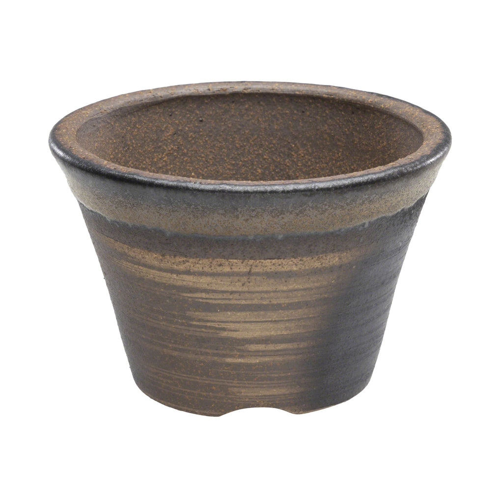 Wazakura [ Banko Series ] Small Rounded Bonsai Pot 4.3" (110mm) Golden Brown