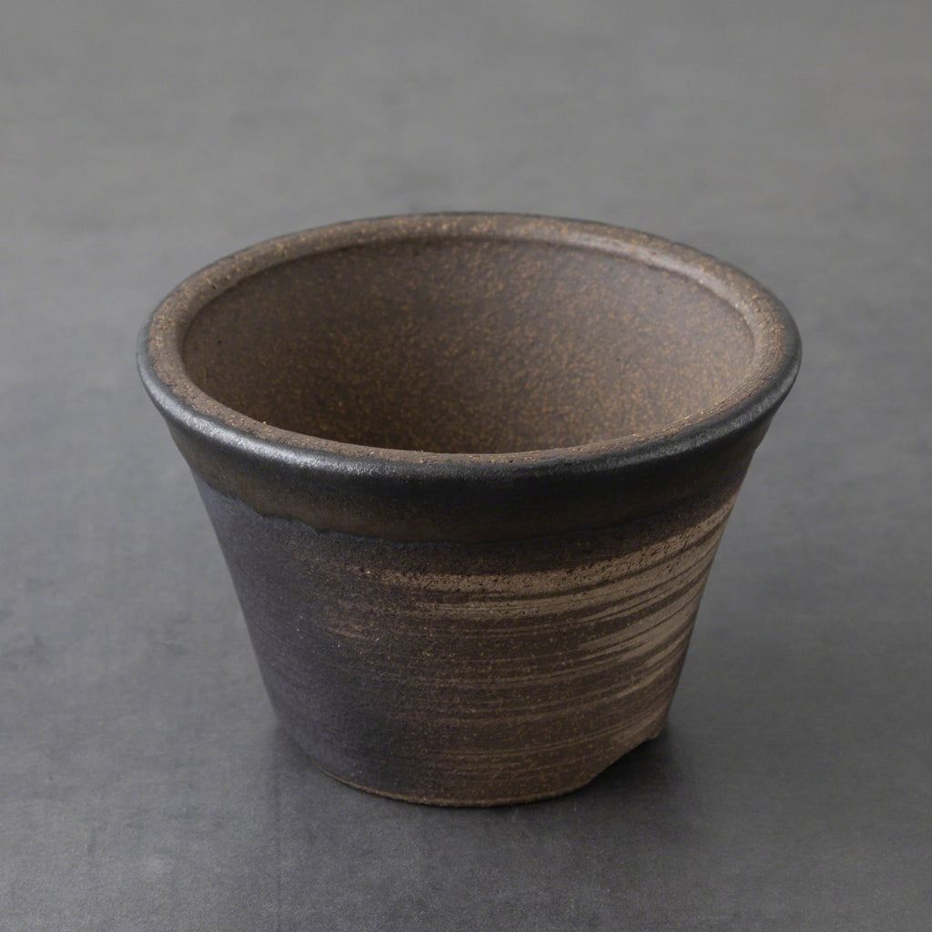 Wazakura [ Banko Series ] Small Rounded Bonsai Pot 4.3" (110mm) Golden Brown