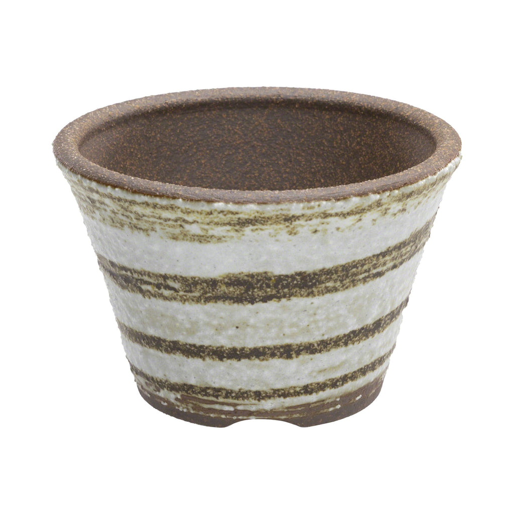 Wazakura [ Banko Series ] Small Rounded Bonsai Pot 4.3" (110mm) Brush White