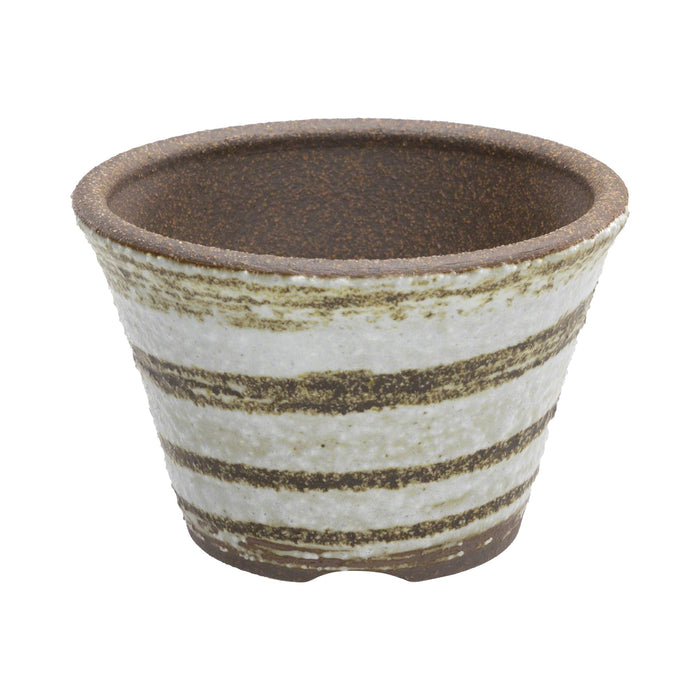 Wazakura [ Banko Series ] Small Rounded Bonsai Pot 4.3" (110mm) Brush White