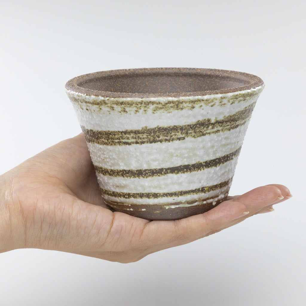 Wazakura [ Banko Series ] Small Rounded Bonsai Pot 4.3" (110mm) Brush White