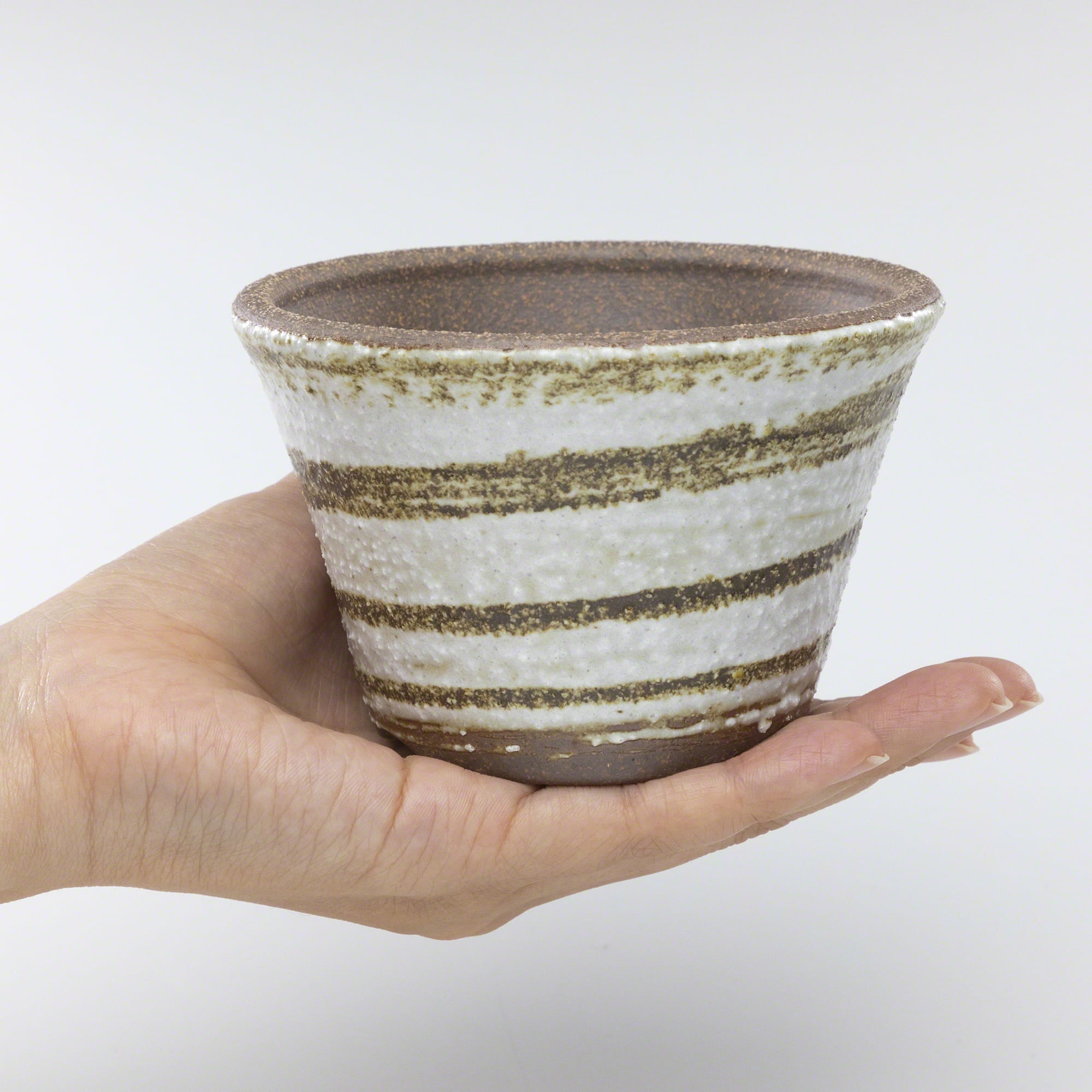Wazakura [ Banko Series ] Small Rounded Bonsai Pot 4.3" (110mm) Brush White