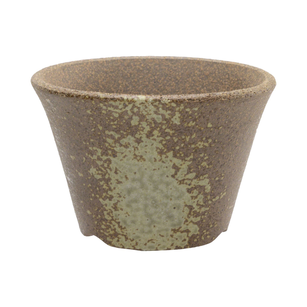 Wazakura [ Banko Series ] Small Rounded Bonsai Pot 4.3" (110mm) Brown & White Gold