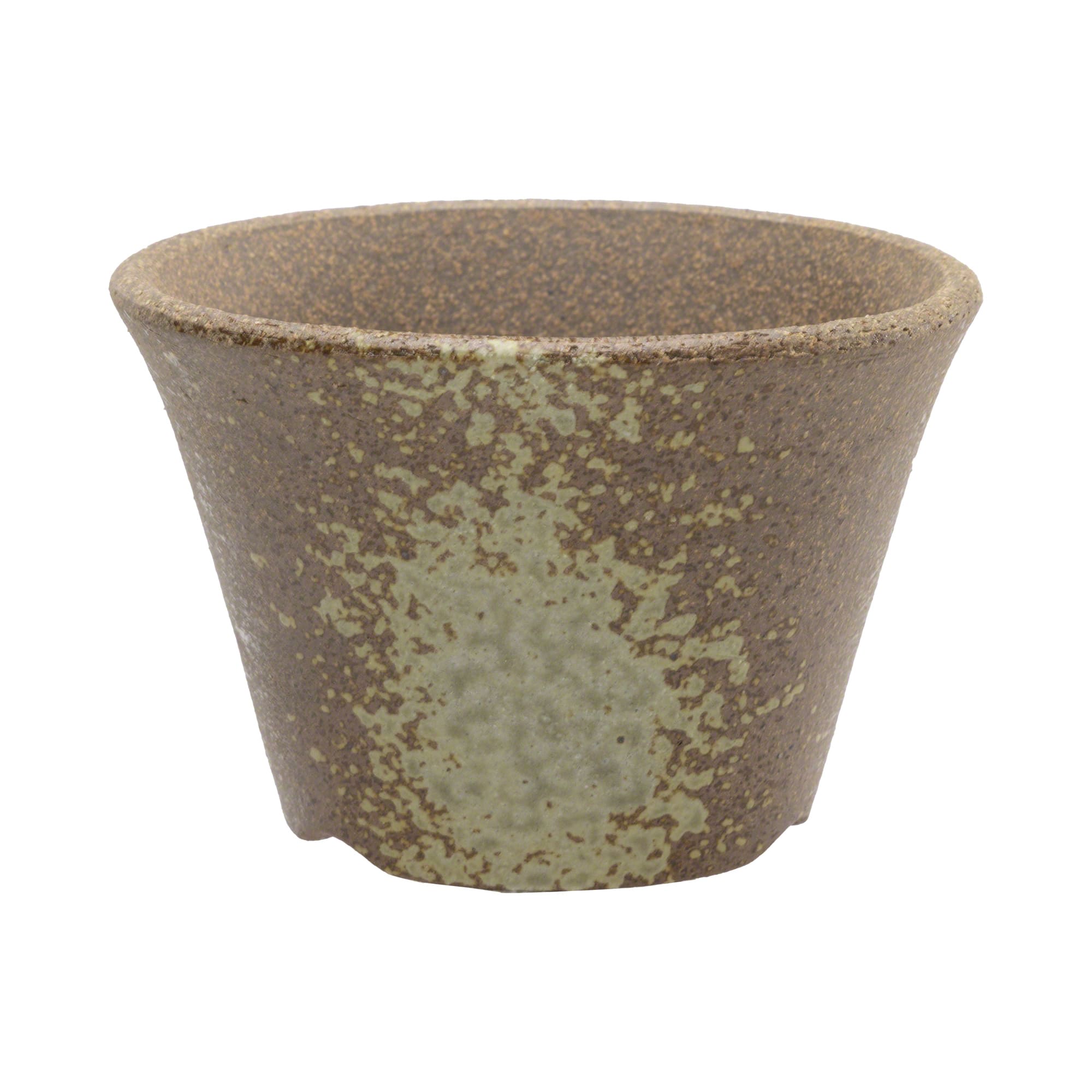 Wazakura [ Banko Series ] Small Rounded Bonsai Pot 4.3" (110mm) Brown & White Gold