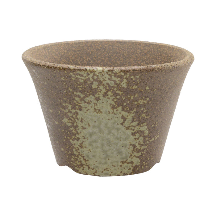 Wazakura [ Banko Series ] Small Rounded Bonsai Pot 4.3" (110mm) Brown & White Gold