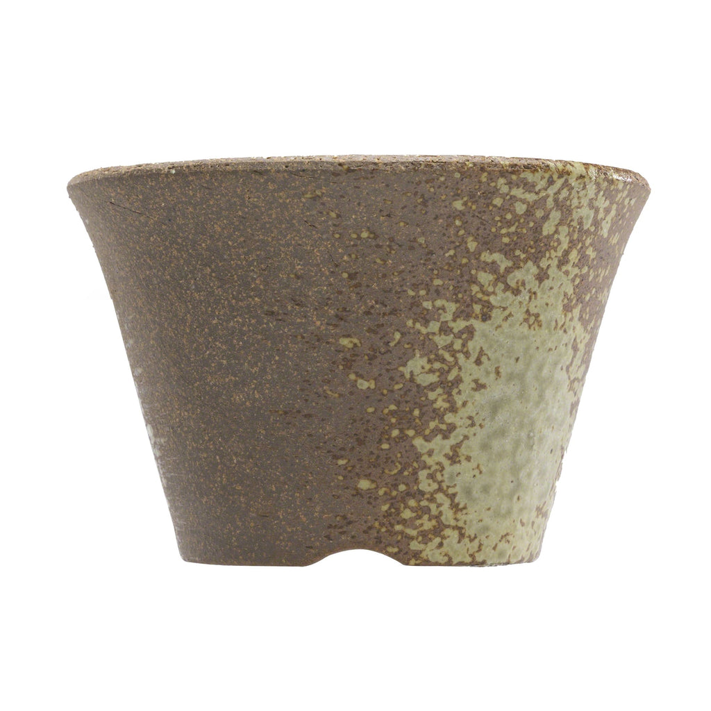 Wazakura [ Banko Series ] Small Rounded Bonsai Pot 4.3" (110mm) Brown & White Gold