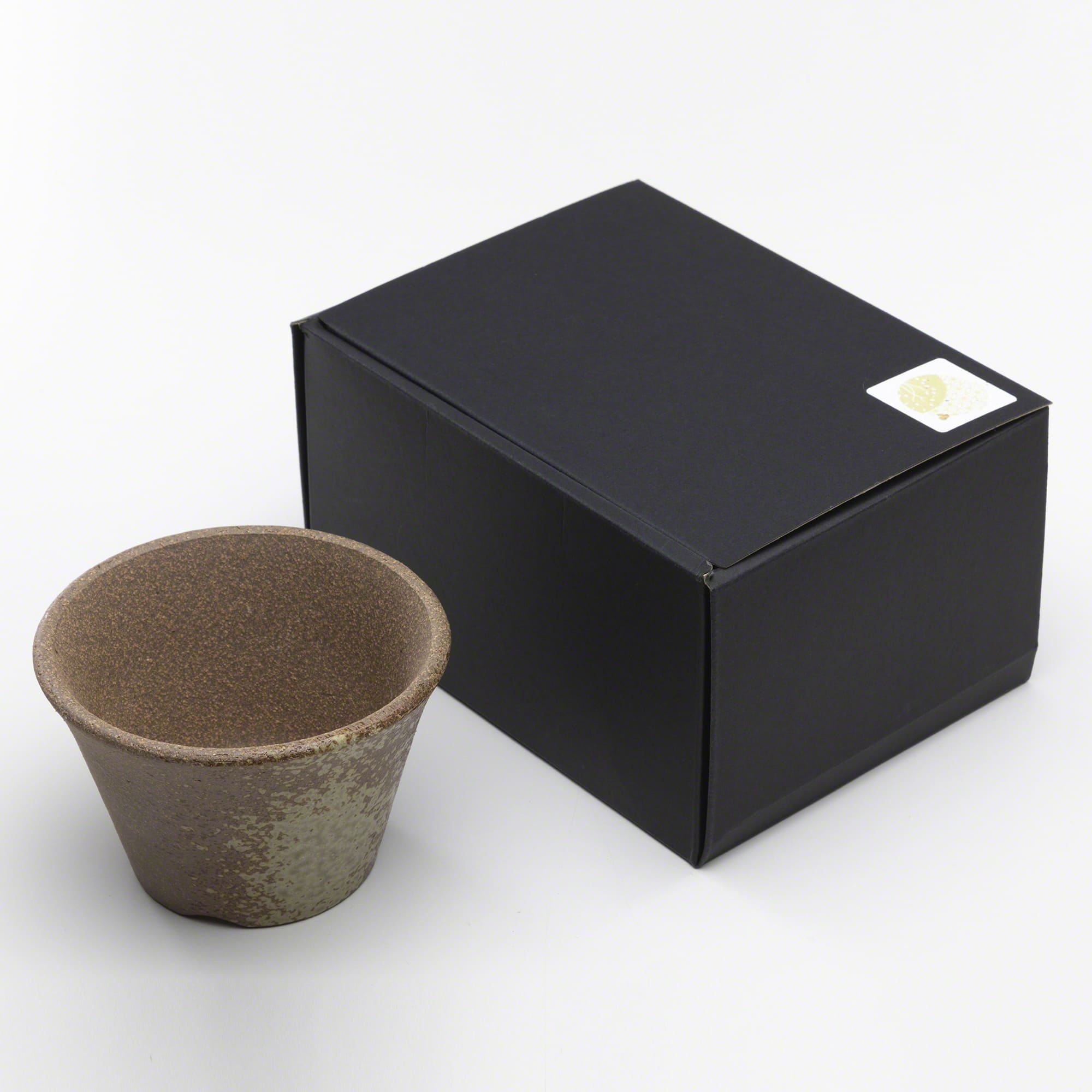 Wazakura [ Banko Series ] Small Rounded Bonsai Pot 4.3" (110mm) Brown & White Gold