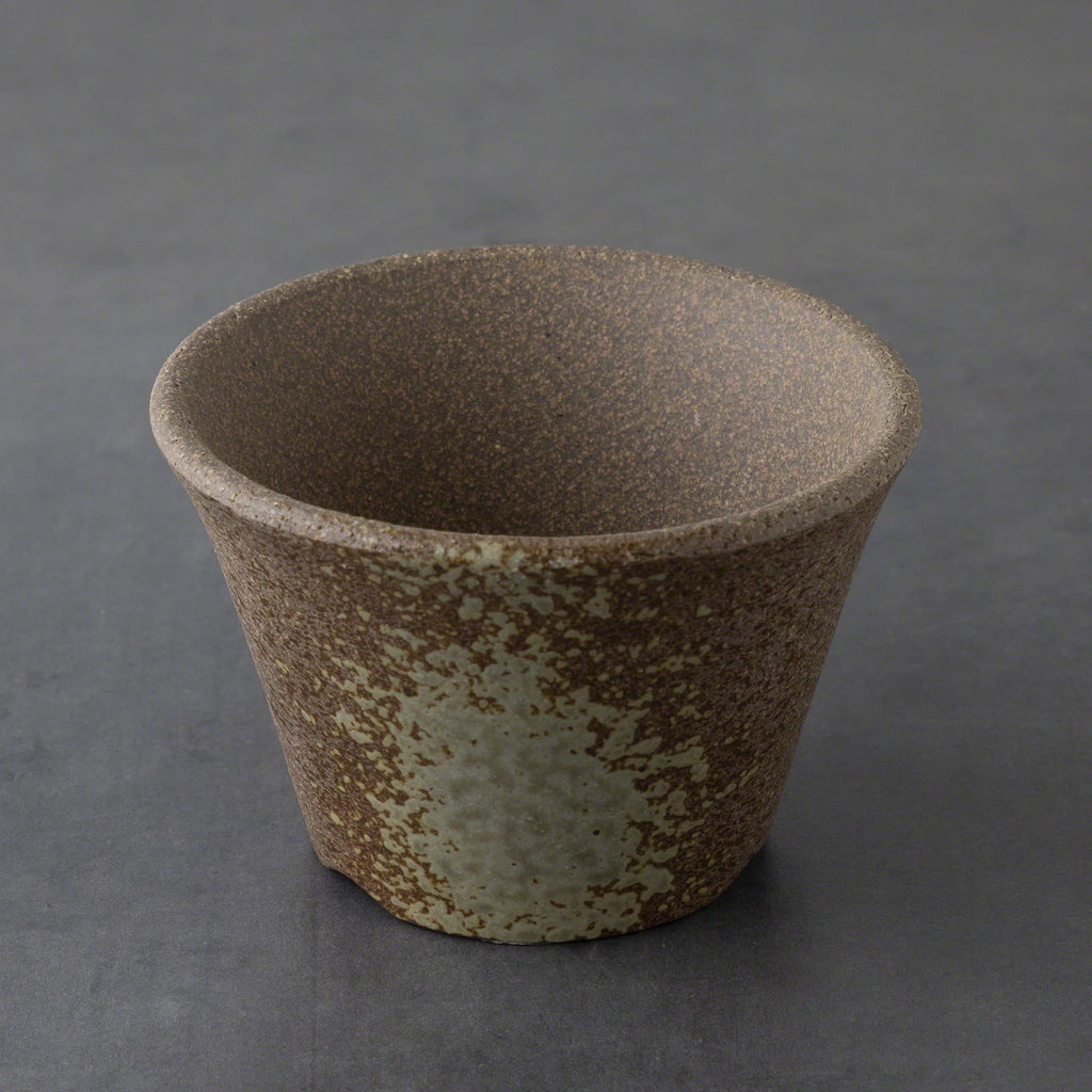 Wazakura [ Banko Series ] Small Rounded Bonsai Pot 4.3" (110mm) Brown & White Gold