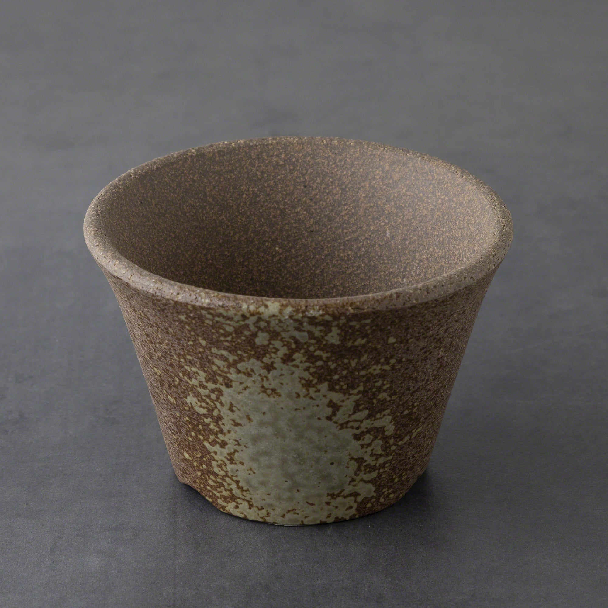 Wazakura [ Banko Series ] Small Rounded Bonsai Pot 4.3" (110mm) Brown & White Gold