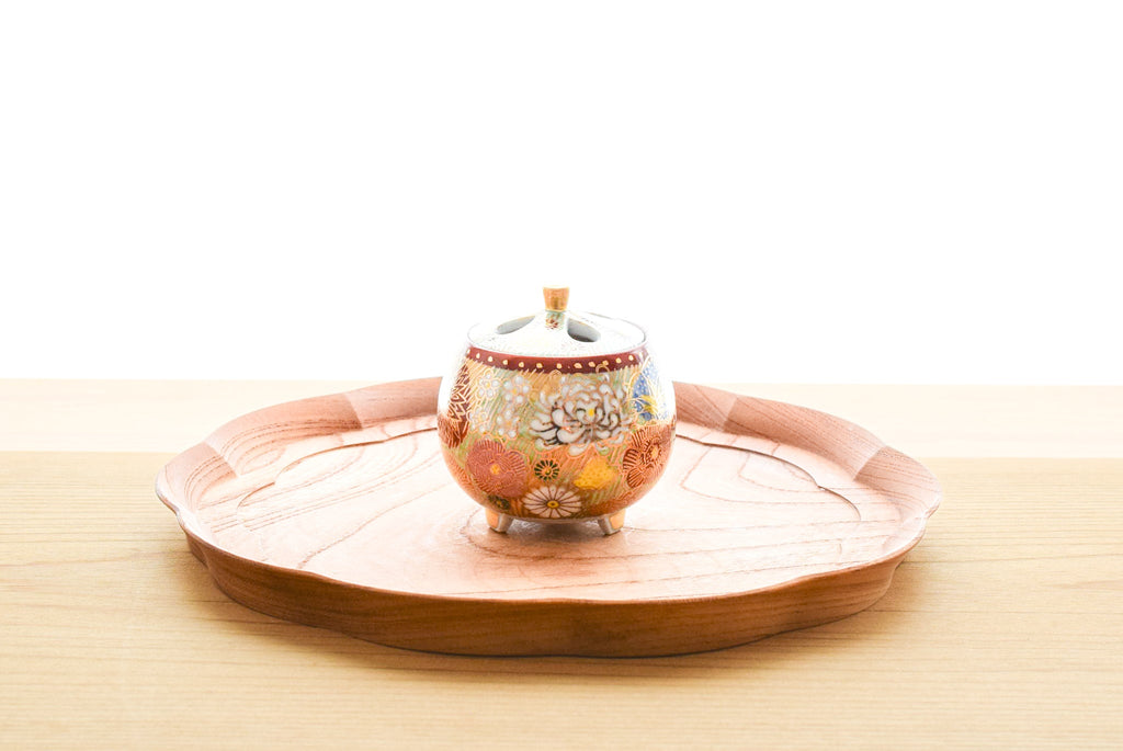 Juttoku Kutani Incense Burner 7.5cm - Gold Flower Pattern - view 2