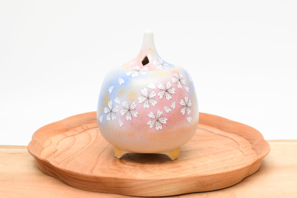 Juttoku Kutani Incense Burner 12cm - Dancing Flowers - view 3