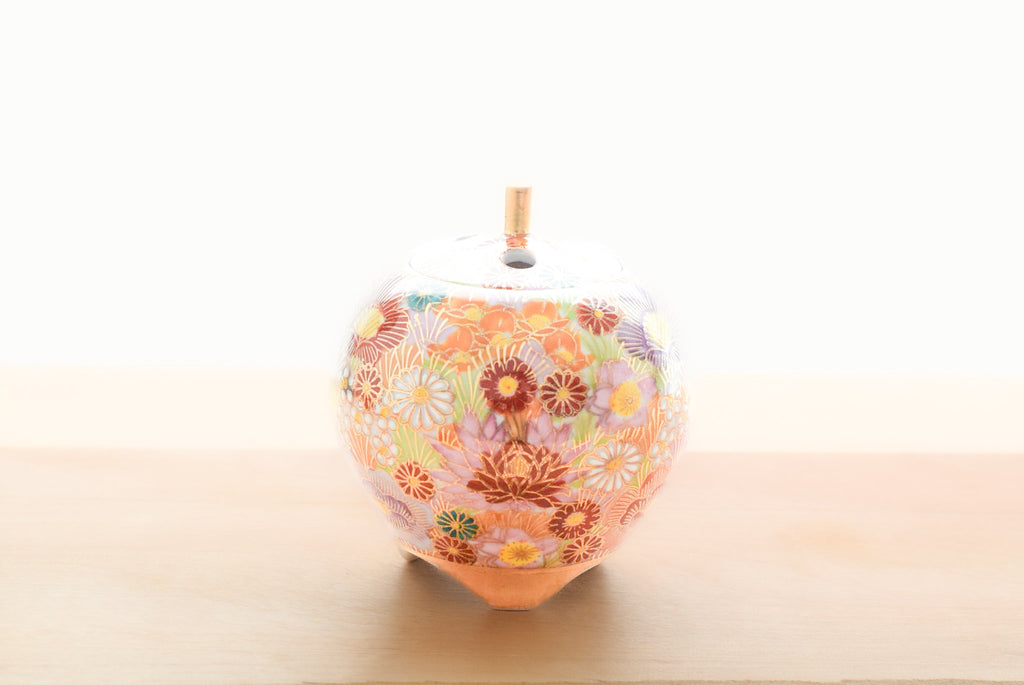 Juttoku Kutani Incense Burner 9cm - Gold Flower Pattern - view 5