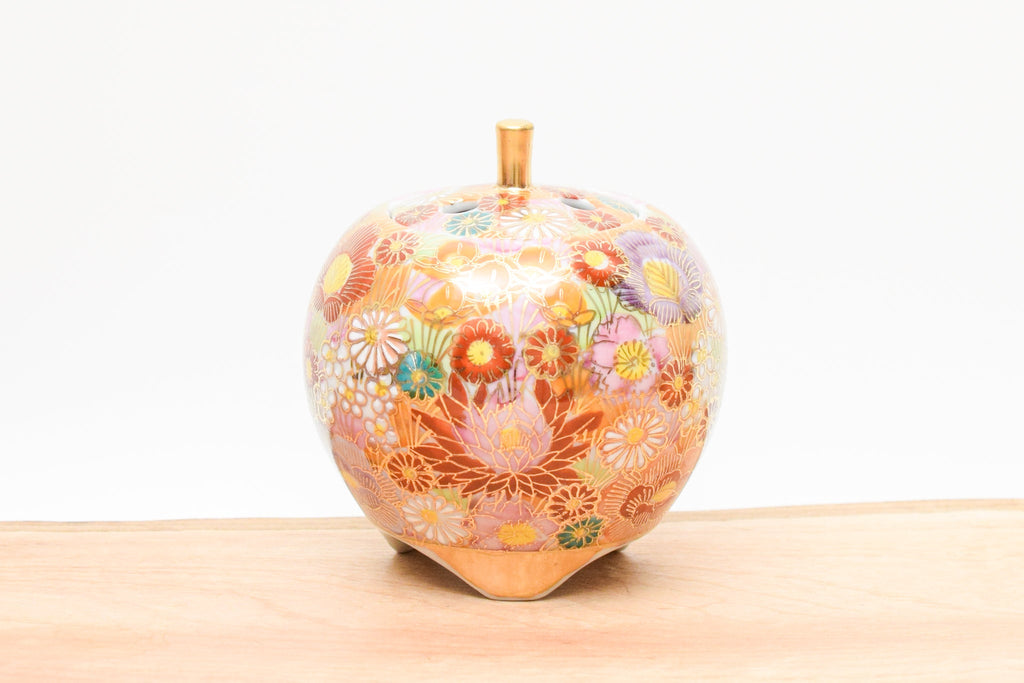 Juttoku Kutani Incense Burner 9cm - Gold Flower Pattern - view 2
