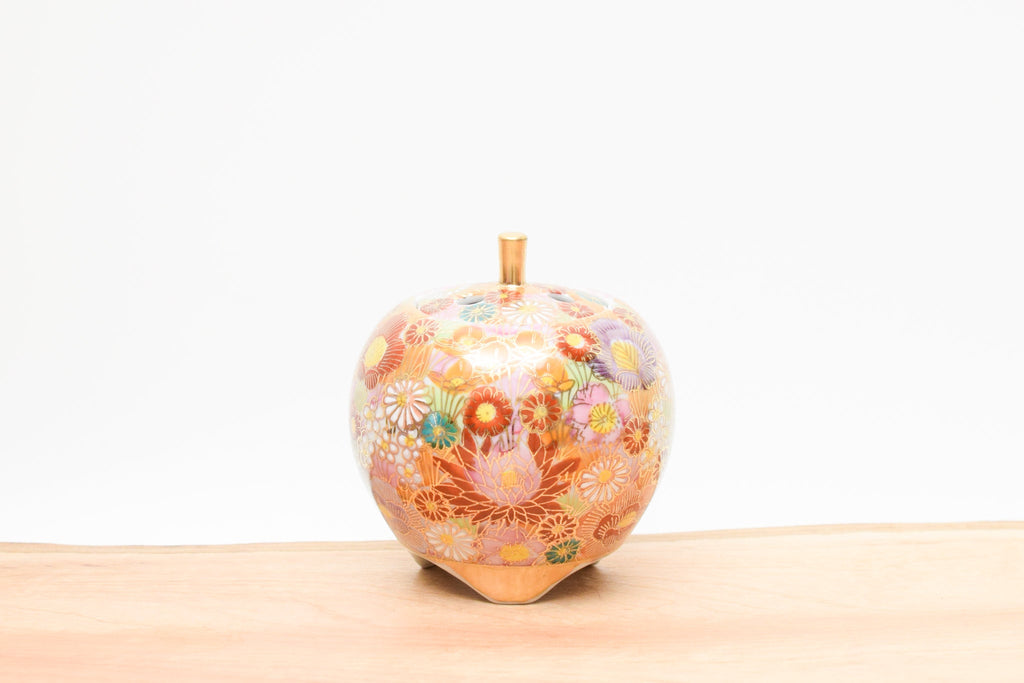 Juttoku Kutani Incense Burner 9cm - Gold Flower Pattern - view 4