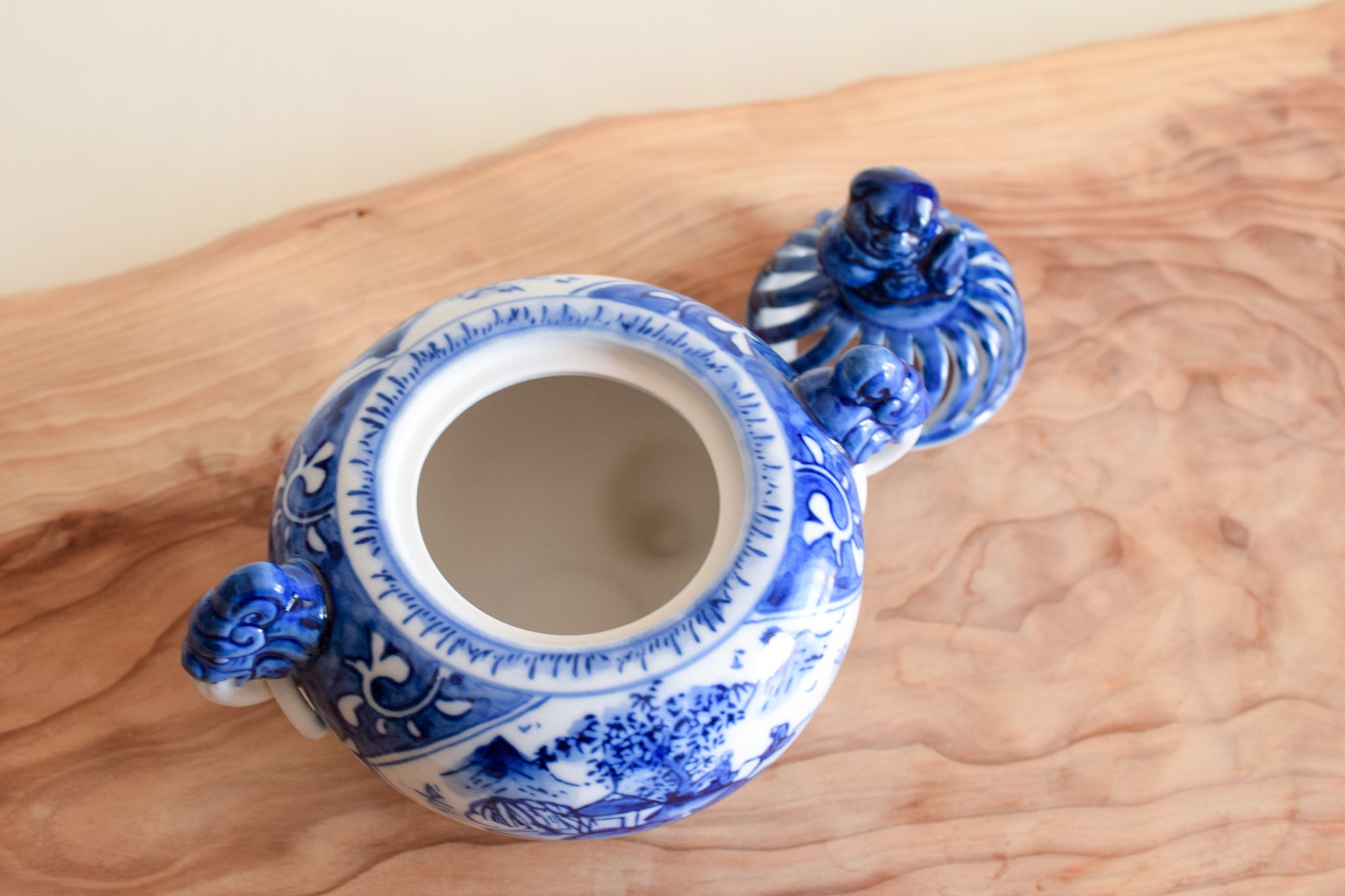 Juttoku Kutani Incense Burner 13.5cm - Blue Landscape - view 8