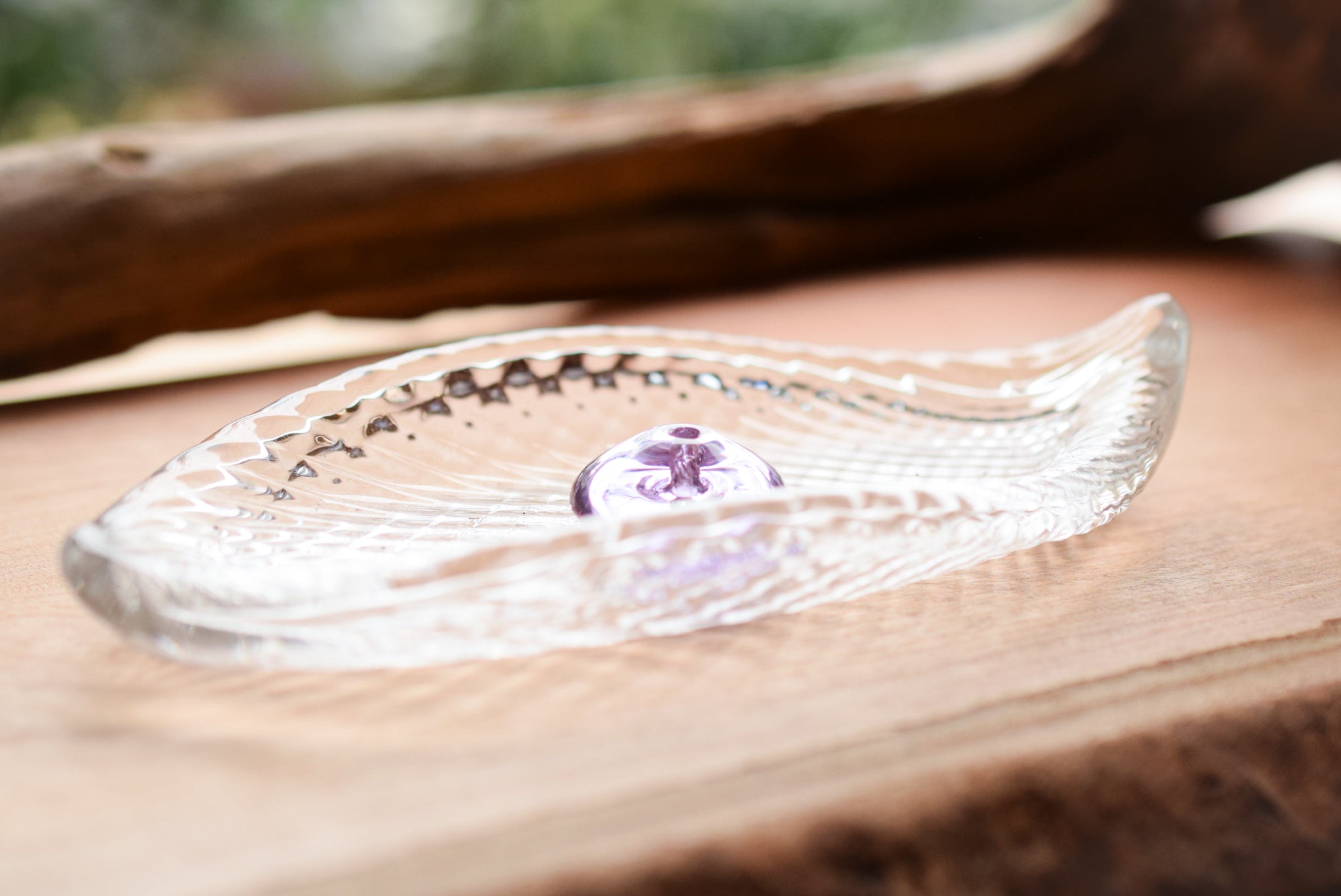 Juttoku Glass Leaf Incense Holder with Plate - view 5