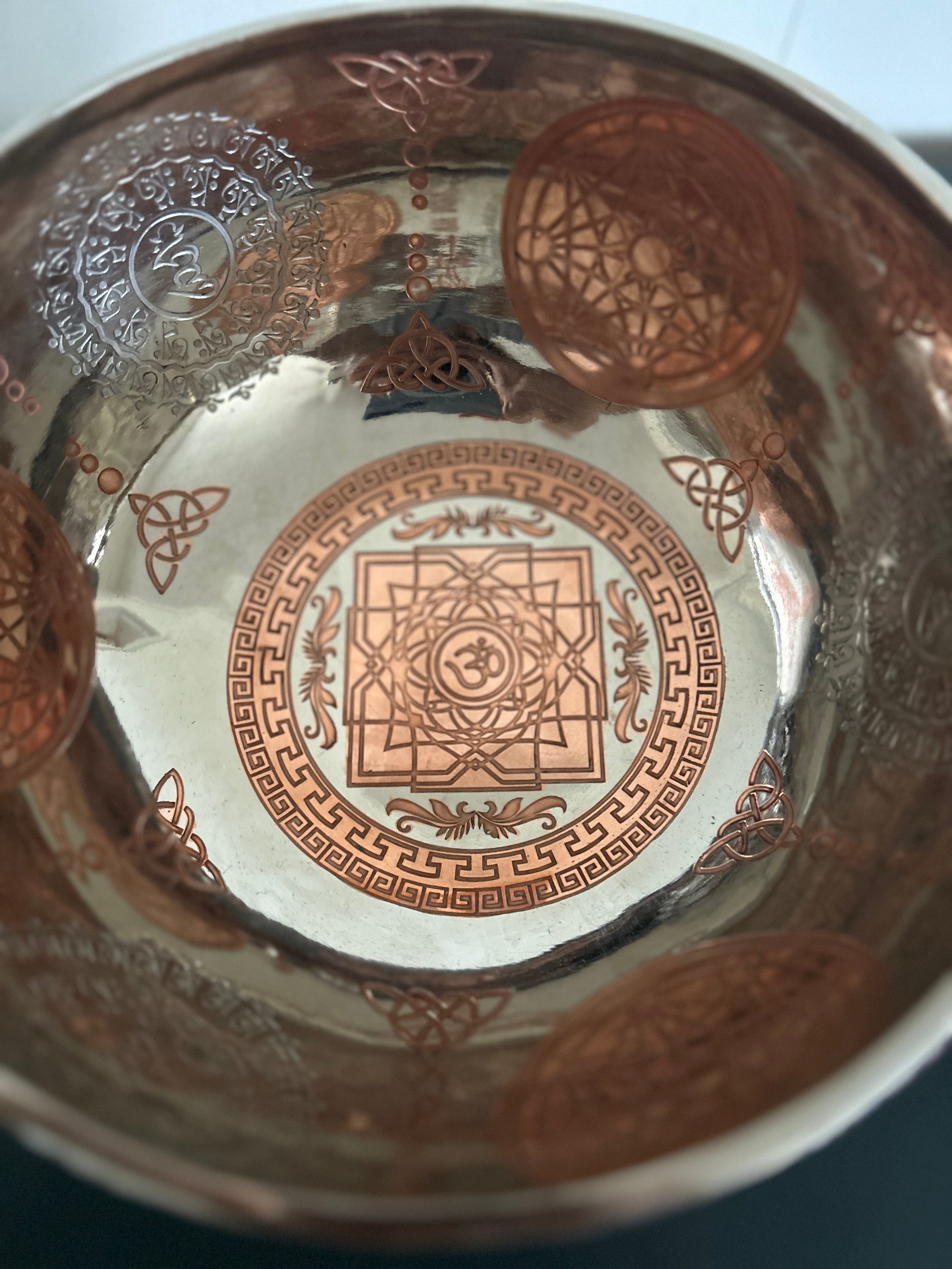 The Crown Jewel Bowl: 10.25 inch | Handmade Etched Bronze Singing Bowl - view 8