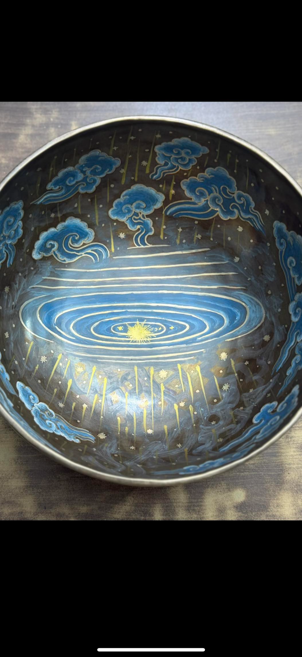 The Dancing Water Bowl I 9 Inch Hand-Painted Singing Bowl I Limited Edition Run. - view 8