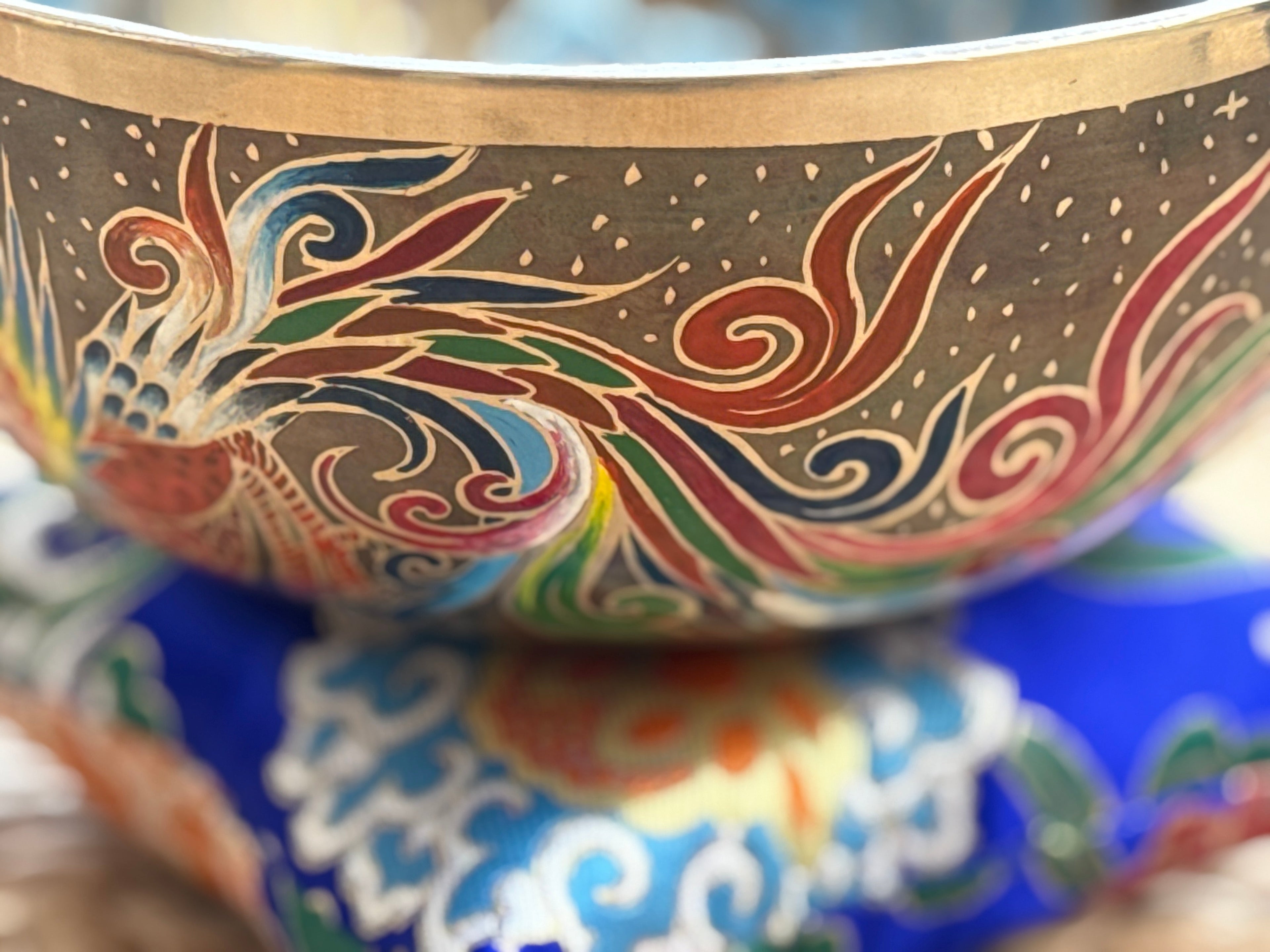 The Dancing Water Bowl I 9 Inch Hand-Painted Singing Bowl I Limited Edition Run. - view 6
