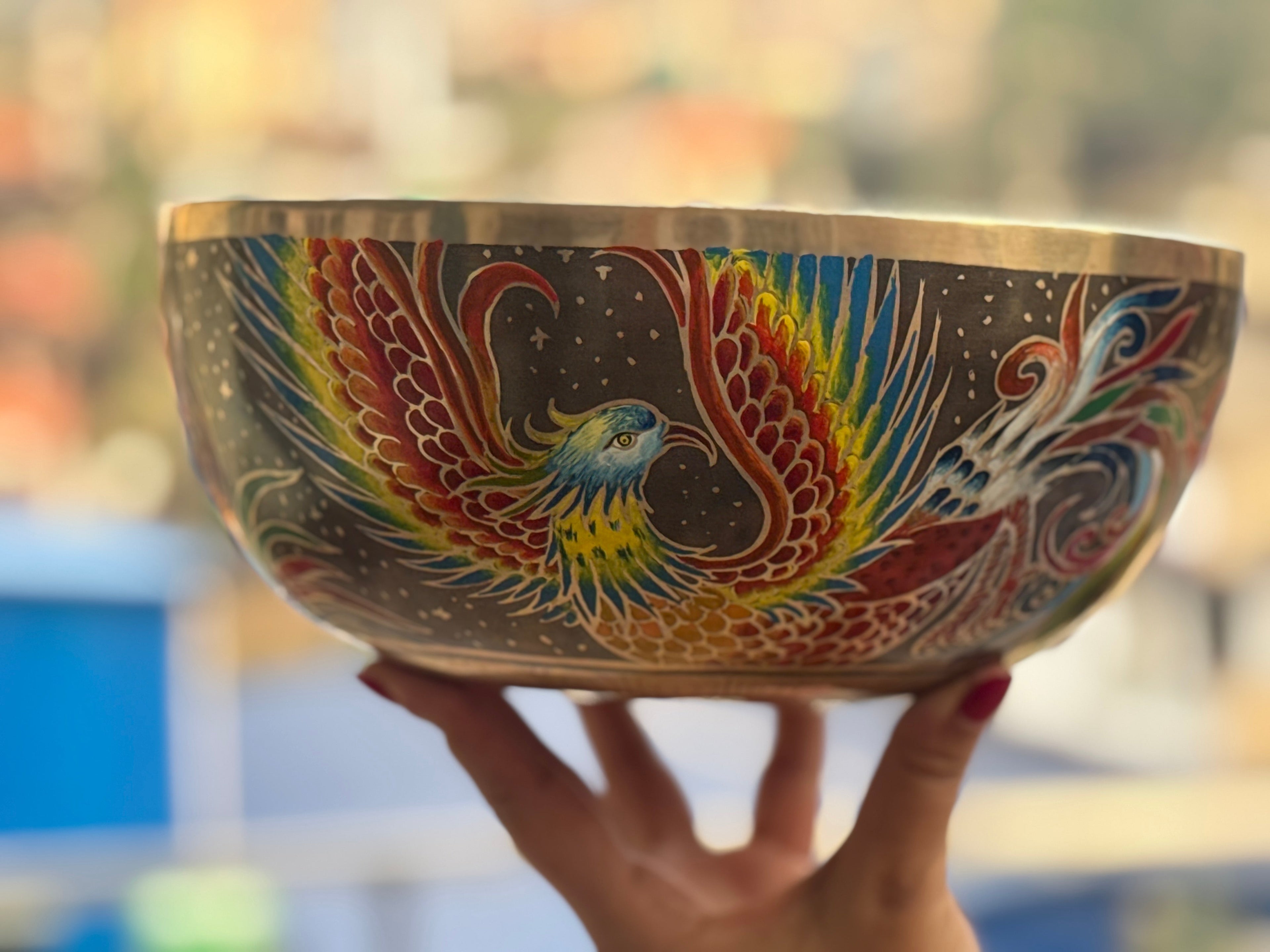 The Dancing Water Bowl I 9 Inch Hand-Painted Singing Bowl I Limited Edition Run. - view 2