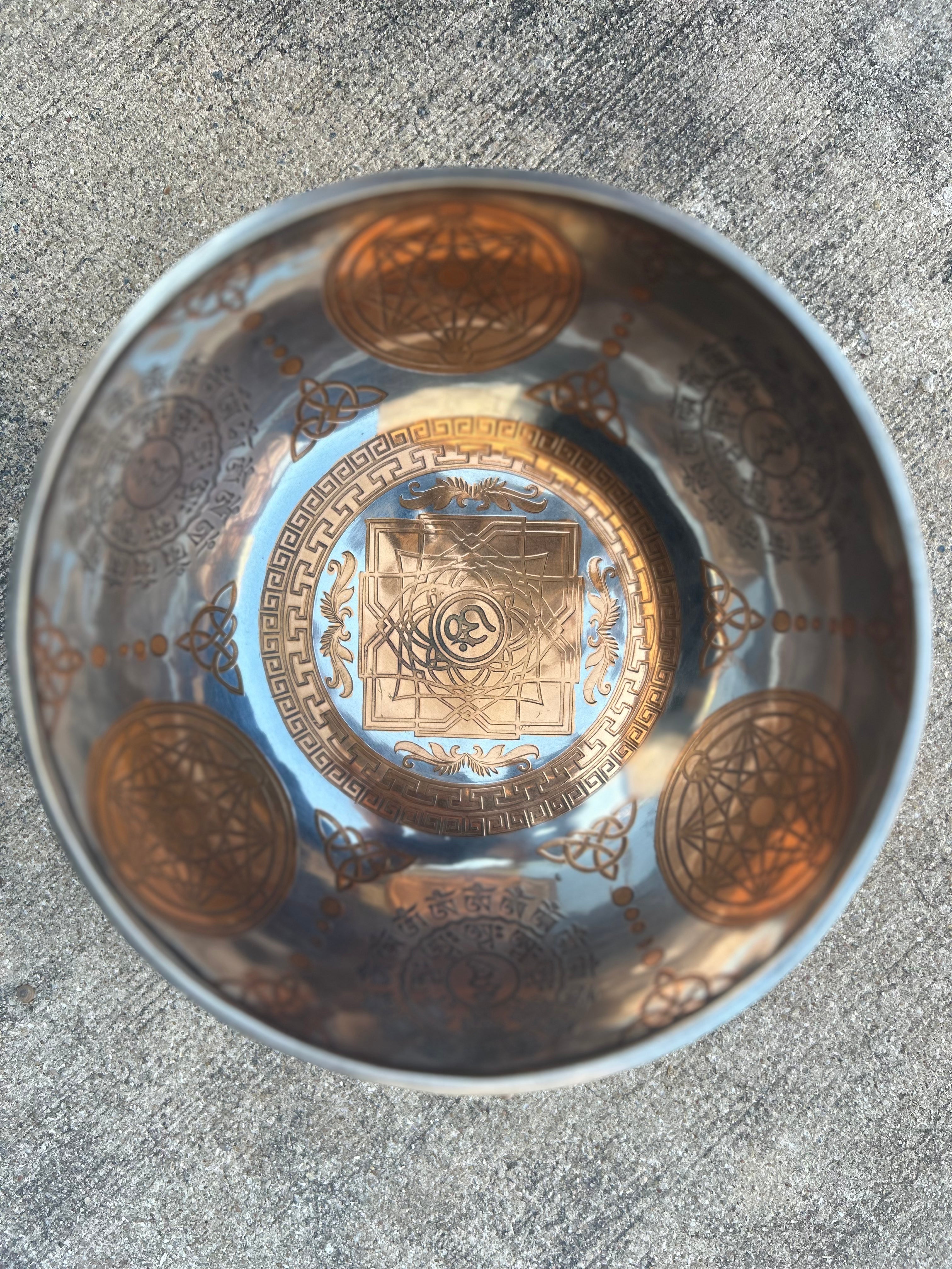 The Crown Jewel Bowl: 10.25 inch | Handmade Etched Bronze Singing Bowl - view 5